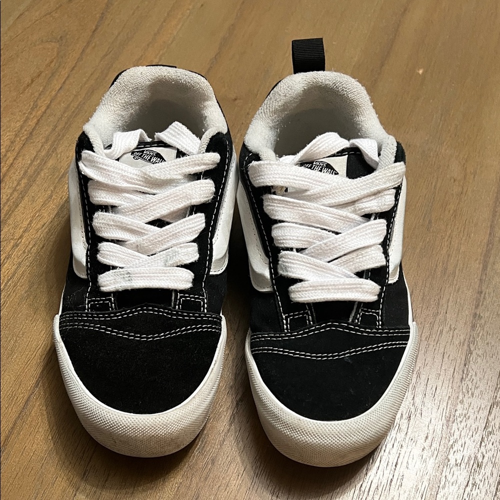 Kids Black and White Vans Sneakers Size 3 1/2